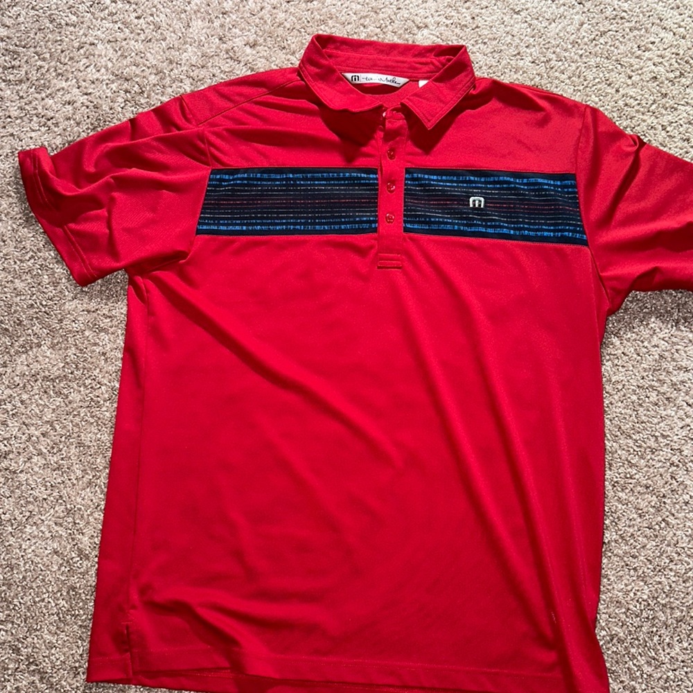 Travis Mathew Red and Blue Polo Shirt